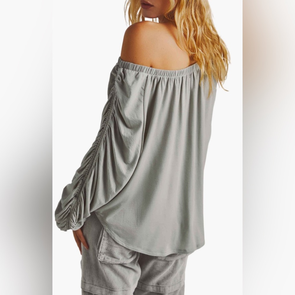 🛑SOLD🛑Free People Serenade One-Shoulder Long Sleeve T-Shirt/BLOUSE - Picture 2 of 12